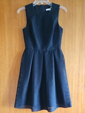 Trina Turk Black Laser-Cut Fit & Flare Dress